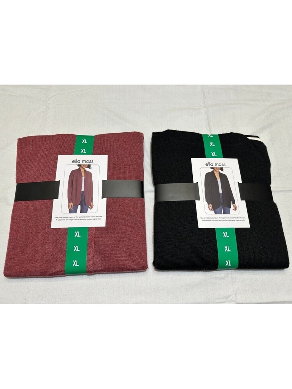 2 Ella Moss Women Cozy Lightweight Relaxed Open Cardigan Rust Black - NEW